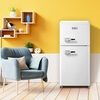 Chigo European-style retro small refrigerator first-class energy efficiency household small double-door refrigerator refrigeration freezing fresh-keeping colorful fashion office refrigerator breast milk mother and baby refrigerator 72A150D (ceramic white) retro double-door refrigerator