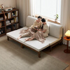 Quanyou Home Cream Style Solid Wood Frame Double Sofa Small Apartment Bedroom Living Room Two-in-One Folding Sofa Bed