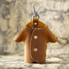 AIGUONIU Handmade Crazy Horse Leather Clothes Key Bag Simple Home Waist Hanging Cute Retro Style Genuine Leather Key Card Bag Creative Brown/brown