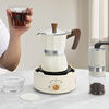 Mongdio Moka Pot Double Valve Coffee Pot Set Home Espresso Equipment Set Single Valve Black + Black Electric Stove + Filter Paper 150ml