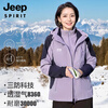 JEEP SPIRIT Jeep Spring and Autumn Jacket for Middle-aged and Elderly Three-in-One Jacket for Mother Winter Windproof and Warm Women's Large Size Winter Clothes 1818 Lavender Purple Three-in-One XL (Recommended 105-115 catties)
