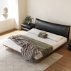 Yiluo Italian style minimalist black leather bed mid-century style master bedroom light luxury modern simple thin bedside bed Luna semi-green leather + beech wood rib frame 1800mm*2000mm bracket structure