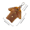 AIGUONIU Handmade Crazy Horse Leather Clothes Key Bag Simple Home Waist Hanging Cute Retro Style Genuine Leather Key Card Bag Creative Brown/brown