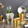 WORTHBUY Internet celebrity ice bucket 304 stainless steel portable ice bucket bar KTV champagne bucket thickened household beer bucket red wine bucket with handle natural color 1.7L-Doudou Xiong