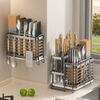 Yingtang chopstick storage box chopstick holder stainless steel kitchen wall-mounted household knife spoon kitchen chopstick storage rack chopstick cage double barrel (countertop wall hanging dual-purpose)