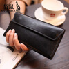 Kangaroo (KANGAROO) genuine leather women's wallet long large capacity new commuter bag high quality daily versatile hand bag burgundy