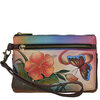 Anna by Anuschka hand-painted genuine leather wristband storage wallet antique hibiscus one size fits all