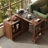 Geya wood language black walnut solid wood tea table integrated rotatable small tea table new Chinese style creative kung fu coffee table movable tea cabinet tea table