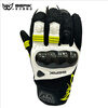 BERIK Big Eye Motorcycle Riding Gloves Summer Mesh Breathable Genuine Leather Carbon Fiber Gloves Touch Screen Men and Women Black and Yellow (First Layer Cow Sheepskin + Carbon Fiber) L