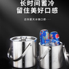 Yunxu 304 stainless steel ice bucket champagne bucket bar ktv ice bucket home ice storage bucket double-layer ice bucket thickened with lid silver 2.0L