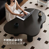 Genji Wood Language Solid Wood Coffee Table Living Room Modern Simple Cloud Tea Table Home Black Rubber Wood Irregular Tea Table 1 Meter Coffee Table (1000*600*350mm)