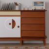 Kezitu customized solid wood sideboard home small apartment multi-functional storage locker living room retro sliding door locker pine 210cm