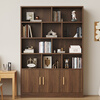 KULIN solid wood bookshelf bookcase floor-standing wall storage rack home living room with door 1.8 meters cabinet dark walnut color 100cm