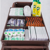 Hotel room multifunctional hand push linen cart cleaning work cart cleaning cart bag room entrance hygiene service cart silent thickened conventional bilateral tile version