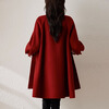 AEMAPE Christmas red double-sided woolen 2025 winter wool Chinese style coat women's Chinese fashion retro woolen coat Christmas red S recommended 85-100 pounds