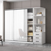 Sumpton Wardrobe Home Bedroom Sliding Door Cabinet Simple Wardrobe Storage Large Wardrobe Three Doors 200 Three Door Main Cabinet + Top + Side Cabinet Length 240 Height 240 Fashion Lines (Paint-Free Board)