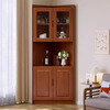 Quedu solid wood corner cabinet living room simple triangular corner sideboard corner storage corner wine cabinet with door corner storage cabinet A walnut color 78x53.5x182cm