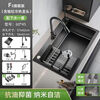 Jiumuwang thickened 304 stainless steel sink large single-slot wash basin home kitchen sink three-hole black nano three-hole basin black 60*45 pull-out + clean faucet package