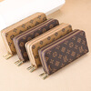 Jiapinyou Wallet Women's Long Style 2024 Hot Style Printed Large Capacity Temperament Double Zipper Women's Wallet Wallet Clutch Letter Style Coffee Color