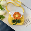 Beginner's wool crochet diy material bag hand-knitted puff flower shoulder crossbody bag coin purse card bag yellow material bag free full set of tools + tutorial
