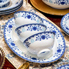 Han Ming underglaze color blue and white porcelain bowls and plates set for home use high-end Jingdezhen ceramic bowls and chopsticks set for housewarming High temperature underglaze color craft丨leather suitcase丨 60-piece set