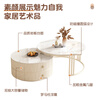 Yangyiyue coffee table TV cabinet living room modern simple small apartment mobile folding round slate small round table cream style glossy snow mountain white rock + snow mountain white rock + gold frame large 80cm*43cm + small 60cm*35cm