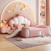 Children's bed girl princess bed with guardrail slide solid wood single dream girl creative pink girl crown bed children's bed color please note 1500mm*2000mm