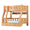 Rongjiang rubber wood bunk bed, pure solid wood bunk bed, high and low bed, bunk bed for boys and girls, children's bed, double bed, ladder type + 5CM coconut palm mattress*2 1350mm*2000mm, upgraded and thickened