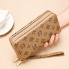 Jiapinyou Wallet Women's Long Style 2024 Hot Style Printed Large Capacity Temperament Double Zipper Women's Wallet Wallet Clutch Letter Style Coffee Color