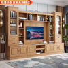 Ximofang Chinese solid wood TV cabinet combination background wall cabinet living room multi-functional video cabinet high cabinet floor storage cabinet wine cabinet 2.8 meters walnut color including door-to-door installation