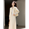 Fanximan New Chinese Style National Style Champagne Color Suit for Women Autumn New Jacquard Jacket and Skirt Two-piece Set Champagne S