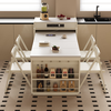 Jiangchen modern minimalist island dining table integrated retractable multi-functional storage dining table cream style small apartment kitchen table folding telescopic island dining table + folding chairs * 4 40-150cm two-hole tea stove + male steak insert