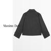Massimo Dutti discount upgrade 2026 women's gray high-end short lapel woolen coat jacket 06456907 dark gray M (170/92A)