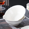 Jie Yajie ceramic tableware soup bowl household rice bowl 6-inch pure white bowl noodle bowl 10 pieces