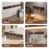 Electrician's movable track socket retro wood grain expansion strip kitchen sideboard expansion multi-hole plug strip with master control switch wood grain 30cm + 2 five holes with LED lights straight