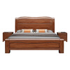 Walnut Chinese solid wood bed modern simple 1.8m double bed 1.5m master bedroom storage high box wedding bed economical solid wood bed 1.5m*2.0m frame structure