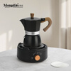 Mongdio Moka Pot Double Valve Coffee Pot Set Home Espresso Equipment Set Single Valve Black + Black Electric Stove + Filter Paper 150ml