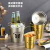 WORTHBUY Internet celebrity ice bucket 304 stainless steel portable ice bucket bar KTV champagne bucket thickened household beer bucket red wine bucket with handle natural color 1.7L-Doudou Xiong