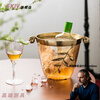 FKIV light luxury high-end brass ice bucket handmade light luxury ice bucket home champagne barrel bar iced beer wine set imported from India brass olive branch glass ice bucket
