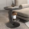Linjie modern minimalist side table living room mobile mini coffee table round side table slate sofa next to small table high-end silver frame glossy fish belly white (50*50)