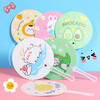 TaTanice Fan Cute Cartoon Hand-cranked Round Fan Female Mini Round Fan Children's Portable Fan 4 Pack