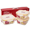 LOCK&LOCK heat-resistant glass crisper, microwave lunch box, lunch box for office workers, fruit meal crisper bowl three-piece set