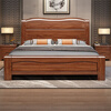 Walnut Chinese solid wood bed modern simple 1.8m double bed 1.5m master bedroom storage high box wedding bed economical solid wood bed 1.5m*2.0m frame structure