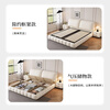 XIYUNMEN government subsidizes cream-style first-layer cowhide leather bed elephant ear master bedroom double bed minimalist storage bed wedding bed bed + moderately hard and soft natural latex mattress 1.8*2 meter frame bed/10cm steel wood lattice frame