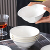 Jie Yajie ceramic tableware soup bowl household rice bowl 6-inch pure white bowl noodle bowl 10 pieces