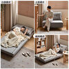 Genji Muyu fabric sofa bed living room small apartment multi-functional folding double bed single study room simple furniture 1.02 meters linen gray sofa bed