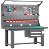 Baigang Heavy Duty Workbench Anti-static Maintenance Table Factory Workshop Fitter Operation Table Assembly Line Packing Table Two Drawers + Double Hanging Plate + Lamp Stand + Shed Plate 2100*750*1820mm