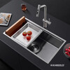 HIGOLD sink large single tank double step basin middle basin black titanium nano SUS304 stainless steel dishwashing sink menu basin BL952257 750-480