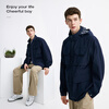 Navikel Italian Small Sailing Men's Outdoor Hooded Jacket Solid Color Fashion Work Jacket 3321005503 Blue XL