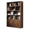 KULIN solid wood bookshelf bookcase floor-standing wall storage rack home living room with door 1.8 meters cabinet dark walnut color 100cm